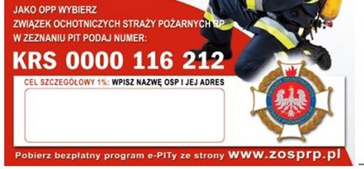 Przekaż swój 1 % podatku na rzecz swojej OSP